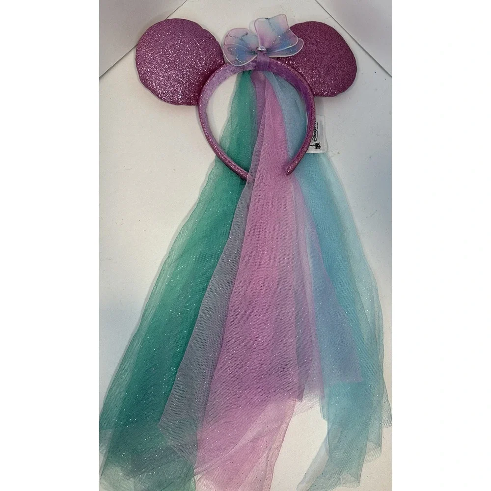 Disney Parks Minnie Mouse EARS, Fairy Butterfly Wings Headband with Veil Retired